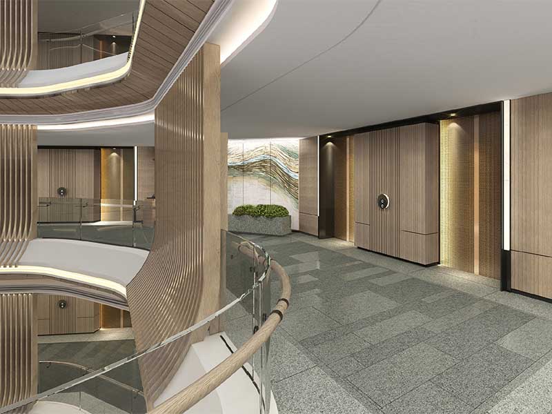 无锡投标设计制作公司工装电梯厅室内外装修效果图-高维动画